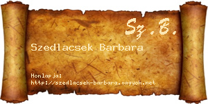 Szedlacsek Barbara névjegykártya